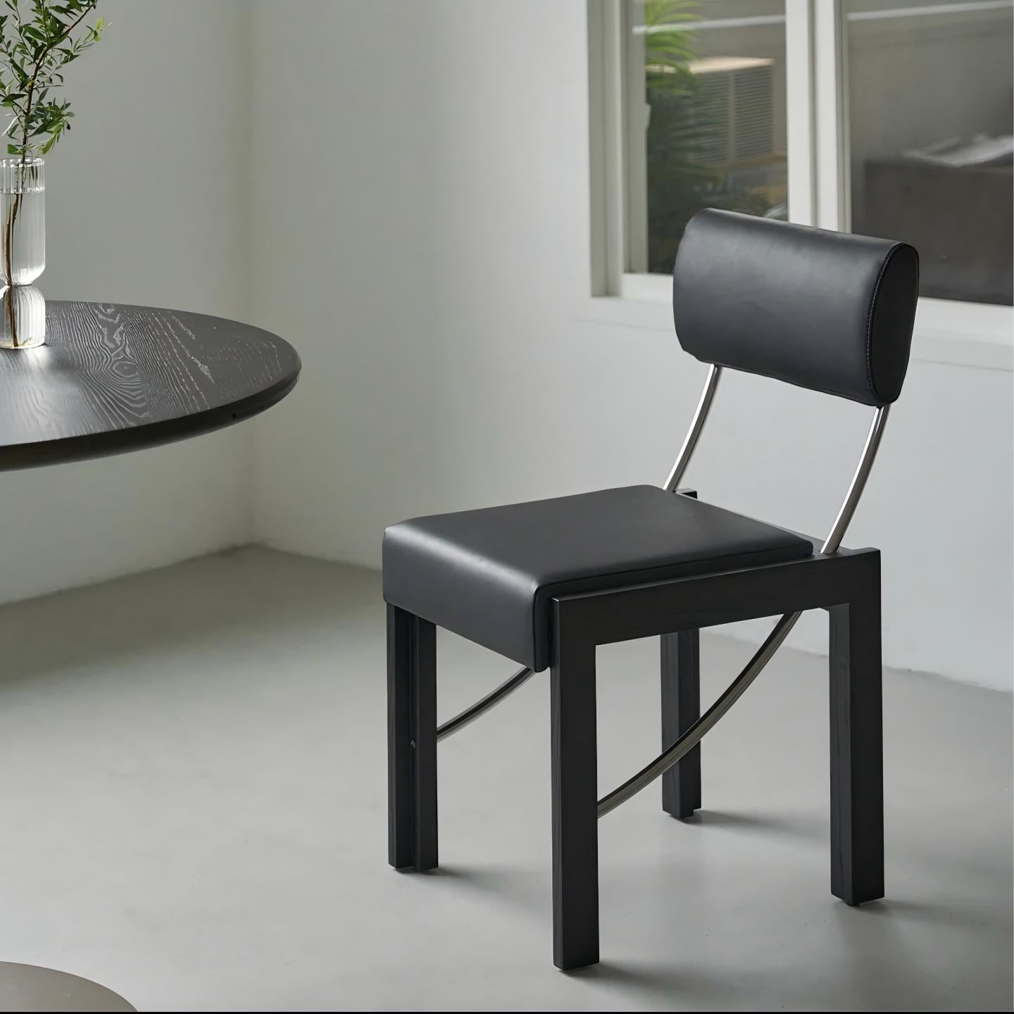 Zi Zuk Chair w leather back & wooden legs