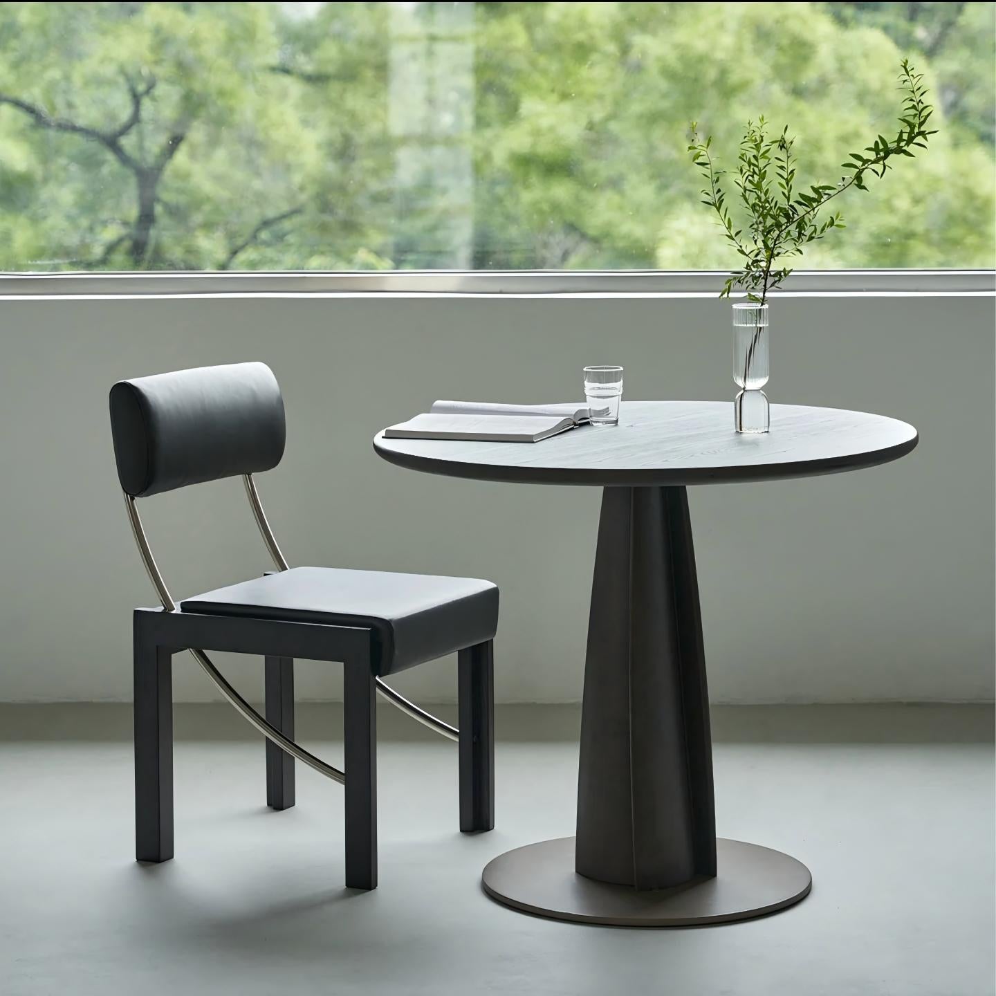 Zi Zuk Chair w leather back & wooden legs