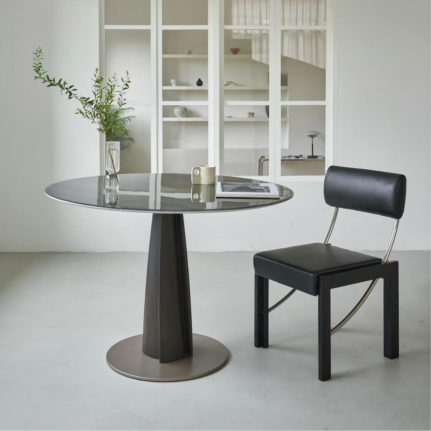 Zi Zuk Chair w leather back & wooden legs